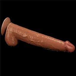 Фалоімітатор LoveToy Sliding-Skin Dual Layer Dong King Sized 34 см коричневий - мініатюра 21