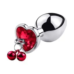 Металеві анальні пробки з підвісками-дзвониками водонепроникні 8,2 см х 3,4 см червоні