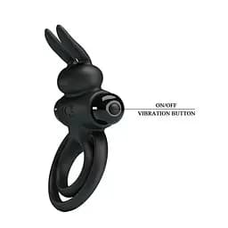 Віброкільце Pretty Love Vibro Penis Ring Bunny III 9.7 см чорний - мініатюра 8