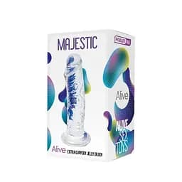 Прозорий фалоімітатор Alive Jelly Dildo Majestic, ТПЕ, присоска, діаметр 3.7 см, довжина 14.7 см - мініатюра 2