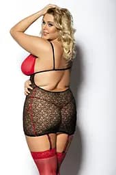 Сорочка з підв'язками для панчох Anais Yammy XL/XXL чорний з червоним - мініатюра 2