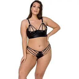 Комплект из экокожи Passion Malwia Bikini black 4XL/5XL
