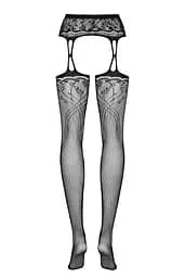 Панчохи з поясом Obsessive S206 S/M/L чорний - мініатюра 2