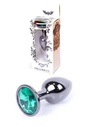 Металлическая анальная пробка с кристаллом Boss Jewellery 7 см (зеленый)