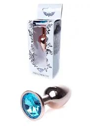 Анальна пробка - Jewellery Red Gold Plug Light Blue - мініатюра 10