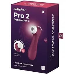 Вакуумний кліторальний стимулятор Satisfyer Pro 2 Generation 3 with Liquid Air Бордовий