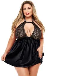 Еротична сукня великого розміру зі стрингами One Size Plus (XL-XXL) сексуальна сукня великих розмірів чорний