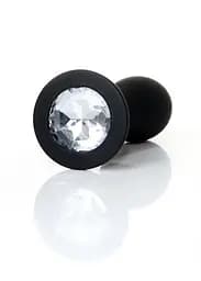 Анальна пробка - Jewellery Silicone Black Plug M Clear - мініатюра 2