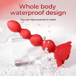 Анальна червона вібро пробка Rose rotating anal beads Boss Series 56-2025 103420 - мініатюра 4