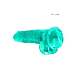 Фалоімітатор RealRock Crystal Clear 8" 21 см (зелений) - мініатюра 8