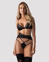 Комплект білизни Obsessive Lobellis XS/S чорний - мініатюра 2