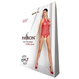 Бодістокінг у велику сітку Passion BS087 red відкрита спина халтер з доступом One size - мініатюра 6