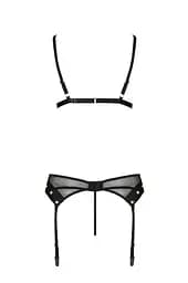 Комплект білизни Passion NESSY Set L/XL black бюстгальтер пояс для панчіх стрінги - мініатюра 4