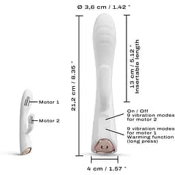 Вібратор-кролик з підігрівом Dorcel Flexi Rabbit White гнучкий ствол - мініатюра 6