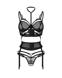 Комплект білизни Obsessive Premesis Black otwarty L/XL (чорний) - мініатюра 6
