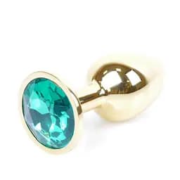 Анальна пробка - Jewellery Gold Plug Green - мініатюра 7