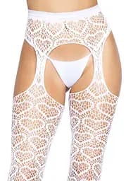 Панчохи Leg Avenue Heart net suspender hose White One size - мініатюра 6