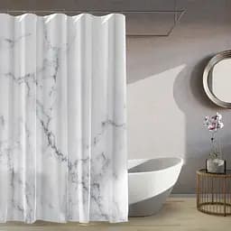 Тканевая штора для ванной комнаты TIANA KRAINE Marbel Black, без колец. Размер 200х180