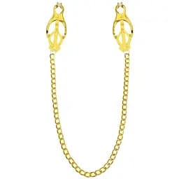 Затискачі для сосків з ланцюжком Feral Feelings – Clover nipple clamps, золото/білий