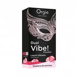 Рідкий вібратор Orgie Dual Vibe 15 мл, смак коктейлю Джин-тонік з полуницею