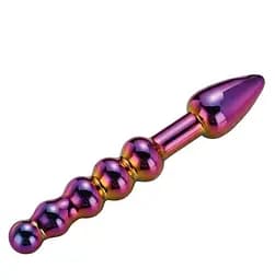 Анальний фалоімітатор Glamour Glass Ridged Anal Dildo 18 см (райдужний) - мініатюра 3