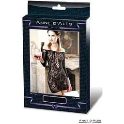 Сукня-сітка з декольте Anne De Ales Fetish Dinner Black, спущене плече, S/M - мініатюра 3