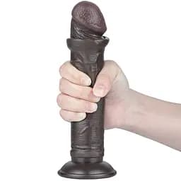 Фалоімітатор із присоскою Lovetoy Sliding-skin Dong 20 см чорний - мініатюра 3