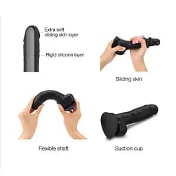 Фалоімітатор Strap-On-Me Sliding Skin Realistic Dildo M 18.5 см чорний - мініатюра 4