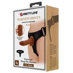 Страпон Pretty Love Harness Briefs Micheal 20 см коричневый
