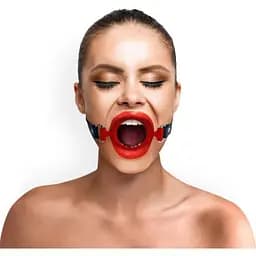 Кляп силиконовое кольцо натуральная кожа, Gag ring внутренний диаметр кольца 40 мм, Красный