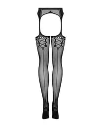 Сітчасті панчохи-стокінги зі стрілкою Obsessive Garter stockings S314 чорні імітація гартерів S/M/L - мініатюра 6
