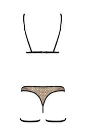 Еротичний комплект спідньої білизни Passion GABI Set XXL/XXXL beige трусики з гартерами - мініатюра 4