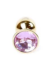 Анальна пробка - Jewellery Gold Plug Light Pink - мініатюра 4