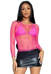 Топ Leg Avenue Long Sleeves T-Shirts Neon Pink One Size - мініатюра 5