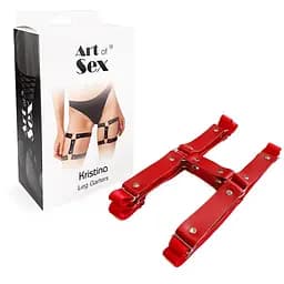 Гартеры на ногу из натуральной кожи Art of Sex - Kristina Leg Garters (2 шт), Червоний