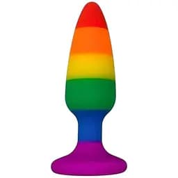 Силиконовая анальная пробка Wooomy Hiperloo Silicone Rainbow Plug S диаметр 2.4 см длина 9 см