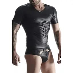 Футболка Regnes Fetish Planet wetlook otwartym L (чорний)