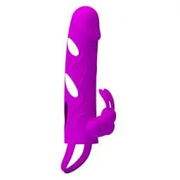 Насадка на пеніс Pretty Love Vibrating Penis Sleeve 14 см фіолетовий - мініатюра 3