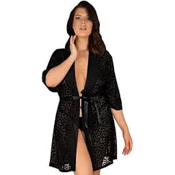 Пеньюар Obsessive Jagueria 6XL/7XL чорний