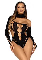 Боді Leg Avenue Seamless thong back bodysuit Black One Size - мініатюра 4