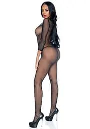 Бодістокінг Leg Avenue V Front Bodystocking One size Black дрібна сітка доступ - мініатюра 3