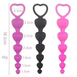 Силіконове анальне фігурне намисто HeartBeads 14,5 см діаметр 1,5 / 1,9 / 2,3 / 2,7 / 3,1 см рожеве - мініатюра 2