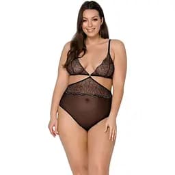 Боди Passion Amberly Body 4XL/5black ассиметричный крой кружевной лиф золотая нить 4XL/5XL