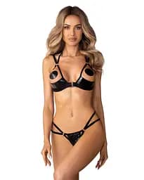 Комплект білизни Obsessive Keira Lise otwarty, L/XL (чорний)