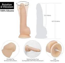 Реалістичний вібратор з ротацією ADDICTION - Naked - 8 Rotating & Vibrating Dildo with Remote - Vanilla ADDICTION SO5587 92429 - мініатюра 4