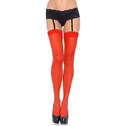 Сексуальні панчохи під підв’язки Leg Avenue Sheer Stockings Red, plus Size
