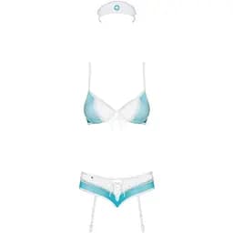 Еротичний костюм медсестри Obsessive 834-CST-6 біло-блакитний S/M - мініатюра 5