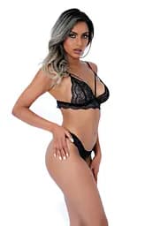 Комплект білизни Daring Intimates Bra and Crotchless Panty S/M чорний - мініатюра 2