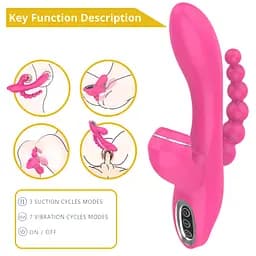 Вібратор Erospace Sweet Play Sucking Vibrator With Anal Beads A3 - мініатюра 8