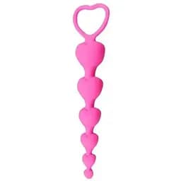 Силіконове анальне фігурне намисто HeartBeads 14,5 см діаметр 1,5 / 1,9 / 2,3 / 2,7 / 3,1 см рожеве